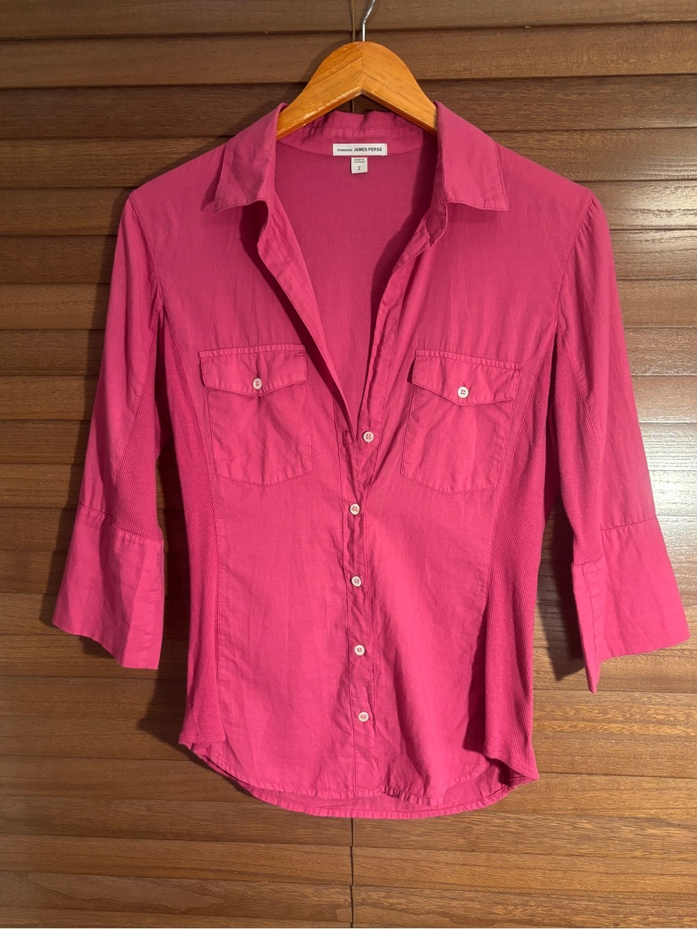 James Perse Standard Pink Button Down Shirt
